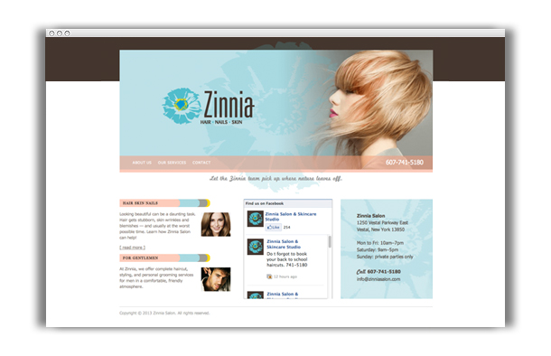 Zinnia Salon Website